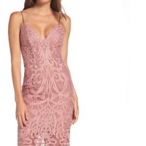 BARDOT beautiful lace midi pink mauve dress